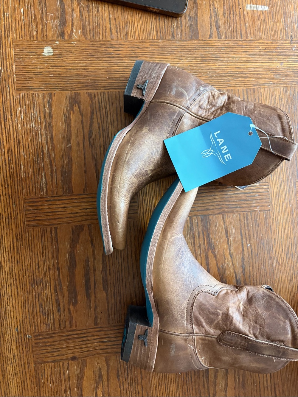 Lane Collection Women's Brown Leather Western Ankle Booties
